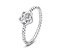 Minimal Floral Twisted Silver Ring NSR-3183